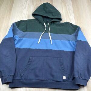 Marine Layer Mens Blue Archive Colorblock Holiday Classic Pullover Hoodie Size L